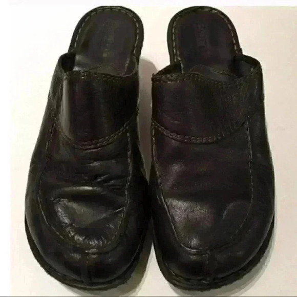 Born Wedges Size 9 40.5 M/W black leather mules - Picture 5 of 7